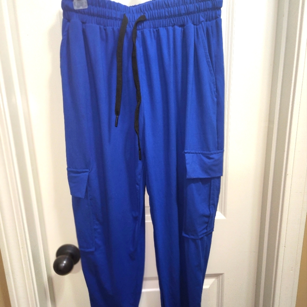 Blue cargo skinny joggers